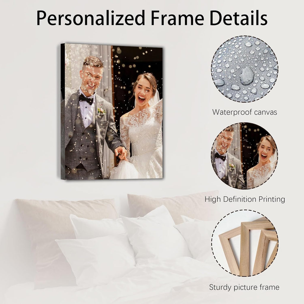 Custom Canvas Prints With Your Photos Personalized Framed Canvas Print Wall Art Home Decor Customized Canvas Picture Gifts for Couple Boyfriend Girlfriend Pet Dog Baby Family Mom Dad | 16x20 inches